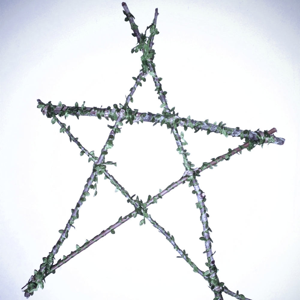 Rustic Pentagram Star Decor with Faux Vines - Wall Hanging